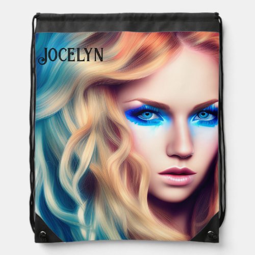 Blonde Haired Blue Eyed Bombshell   Drawstring Bag