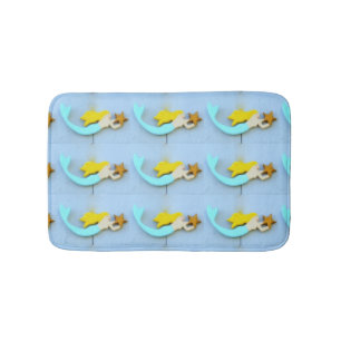 blonde-haired  mermaids with stars bath mat