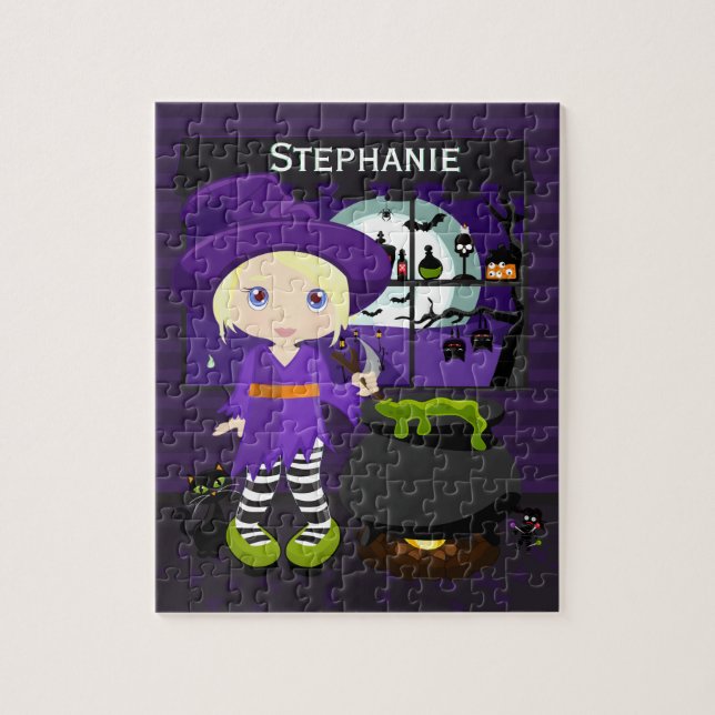 Blonde Halloween Witch Jigsaw Puzzle (Vertical)