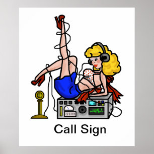 Blonde Ham Radio Pin-up Girl Poster Customize It!