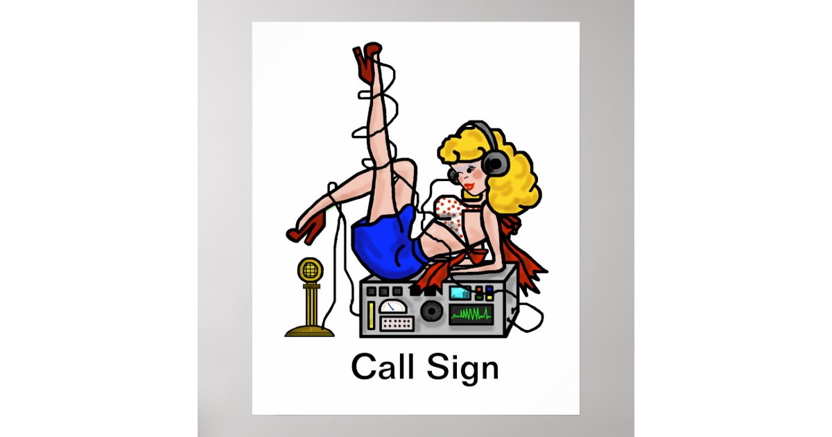 Blonde Ham Radio Pin Up Girl Poster Customize It Zazzle