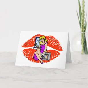Blonde Ham Radio Pin-up Girl Smoochie Card