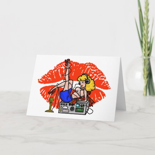 Blonde Ham Radio Pin_up Girl Smoochie Card