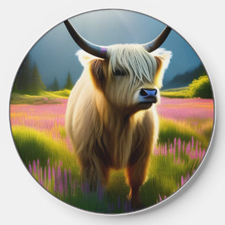 Blonde Highland Cow AI ART Wireless Charger