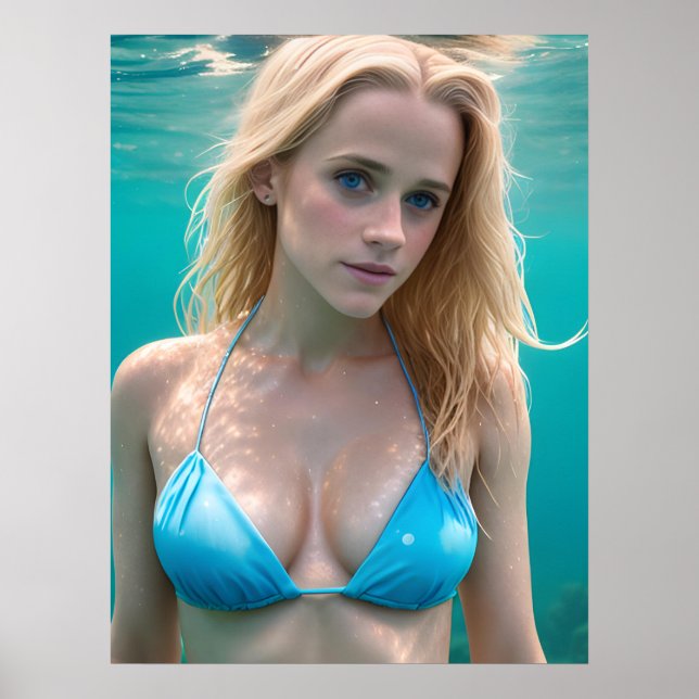 Blonde in a Bikini Underwater Photography Poster (Front)