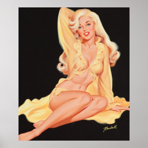 Blonde in Lingerie Pin Up Art Poster