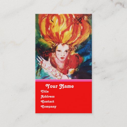 BLONDE IN RED Monogram Beauty Makeup Hair Salon Business Card