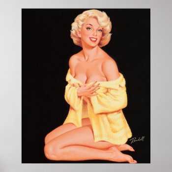 Blonde In Yellow Pin Up Art Poster by Pin_Up_Art at Zazzle