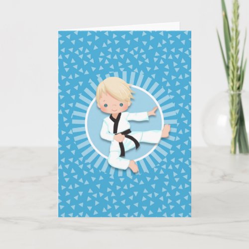 Blonde Karate Boy Judo Martial Arts Card