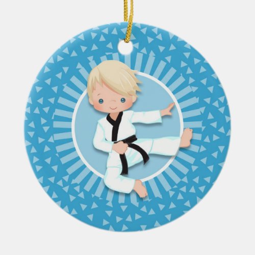 Blonde Karate Boy Ornament Judo Martial Arts