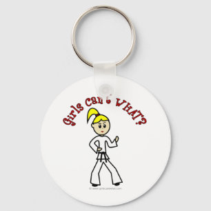 Blonde Karate Girl Keychain