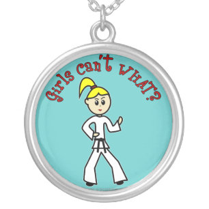 Blonde Karate Girl Silver Plated Necklace