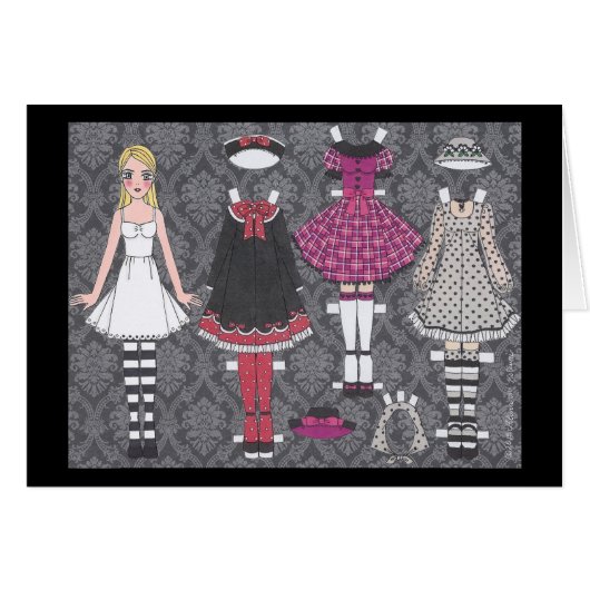 Blonde Lolita Paper Doll Blank Card (Front Horizontal)