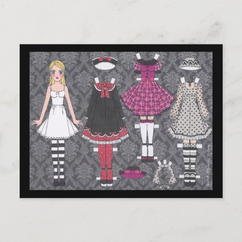 Blonde Lolita Paper Doll Post Card