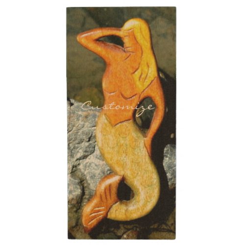 blonde lookout mermaid wood flash drive