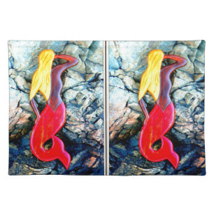 blonde lookout mermaids in redtails cloth placemat
