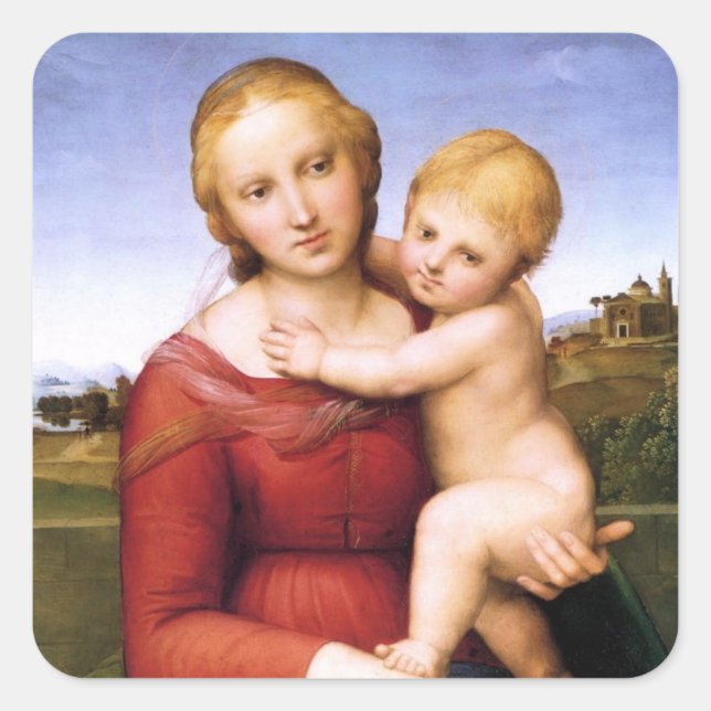 Blonde Madonna and Baby Jesus Square Sticker (Front)