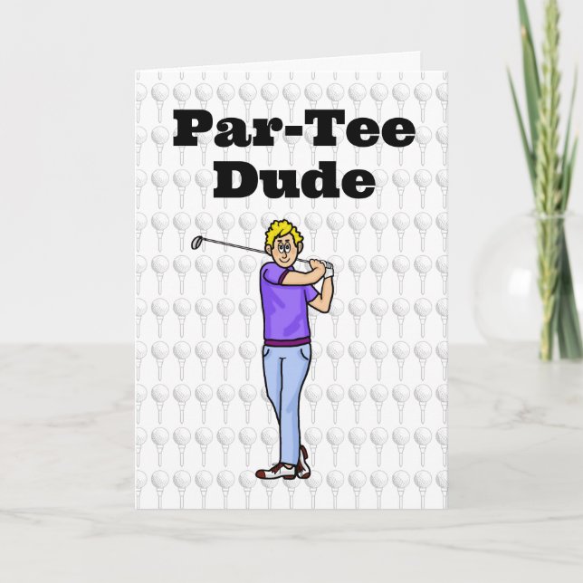 Blonde Male Golfer Greeting Card (Front)