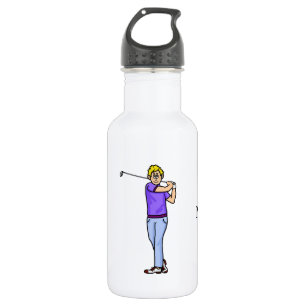 Blonde Male Golfer Personalized Water Bottle