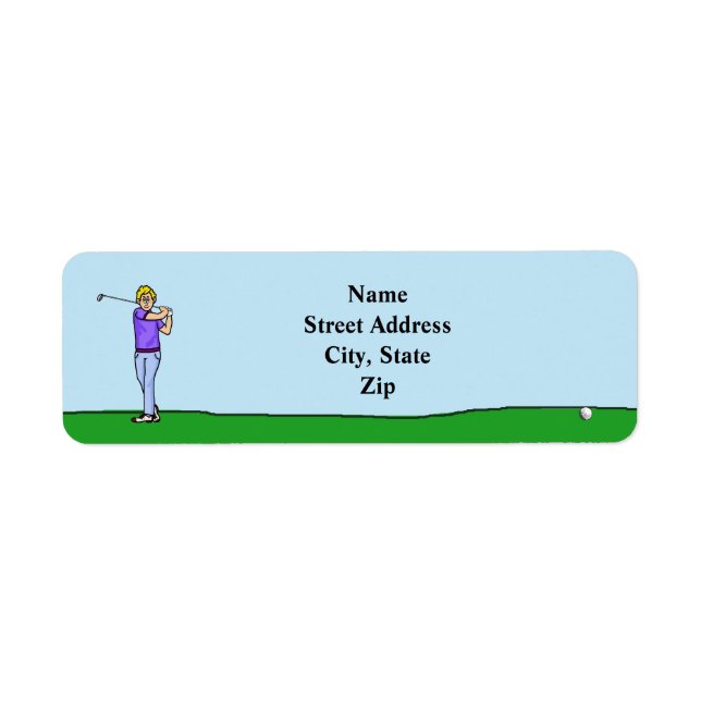 Blonde Male Golfer Return Address Labels (Front)