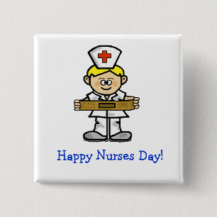 Blonde Male Nurse Button to Customize