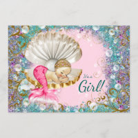 Blonde Mermaid Baby Shower Invitations