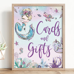 Blonde Mermaid Birthday Baby Shower Cards &amp; Gifts Poster