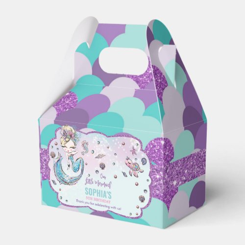 Blonde Mermaid Birthday Baby Shower Thank You Favor Boxes