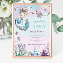 Blonde Mermaid Birthday Signature Cocktail Menu Photo Print