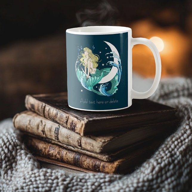 Blonde Mermaid Crescent Moon Fantasy Art Deco Coffee Mug (Creator Uploaded)