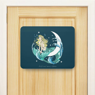 Blonde Mermaid Crescent Moon Fantasy Art Deco Door Sign