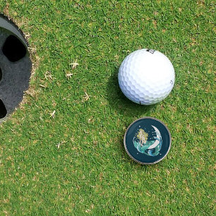 Blonde Mermaid Crescent Moon Fantasy Art Deco Golf Ball Marker