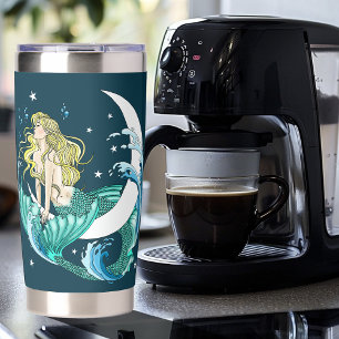 Blonde Mermaid Crescent Moon Fantasy Art Deco Insulated Tumbler