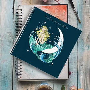 Blonde Mermaid Crescent Moon Fantasy Art Deco Notebook