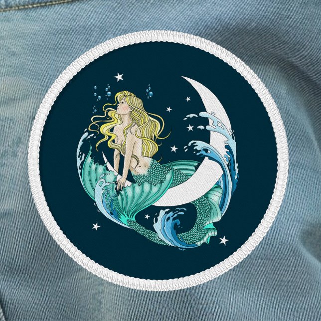 Blonde Mermaid Crescent Moon Fantasy Art Deco Patch (Creator Uploaded)