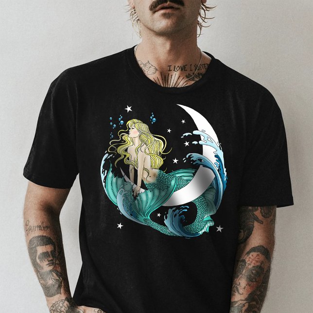 Blonde Mermaid Crescent Moon Fantasy Art Deco  T-Shirt (Creator Uploaded)