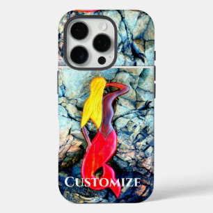 blonde mermaid in red iPhone 16 pro case