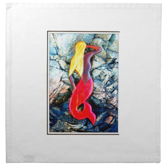 blonde mermaid in red cloth napkin (Front)