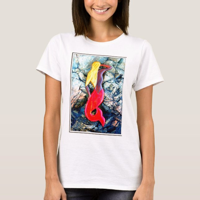 blonde mermaid in red T-Shirt (Front)
