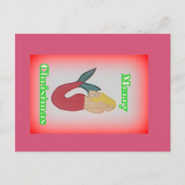 blonde mermaid merry christmas postcard (Front)