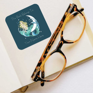 Blonde Mermaid Moon Fantasy Art Deco Bookplate