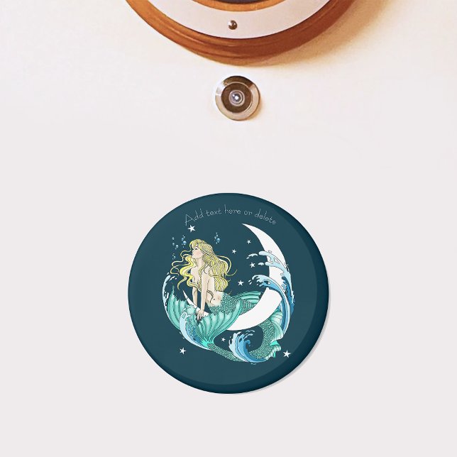 Blonde Mermaid Moon Fantasy Art Deco Magnet (Creator Uploaded)