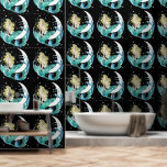 Blonde Mermaid Moon Fantasy Art Deco Wallpaper<br><div class="desc">A blonde haired mermaid on a crescent moon with teal coloured tail with water,  water bubbles and stars all around her. All drawn in an art deco style.</div>