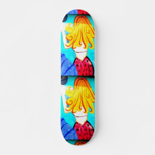blonde mermaid skateboard
