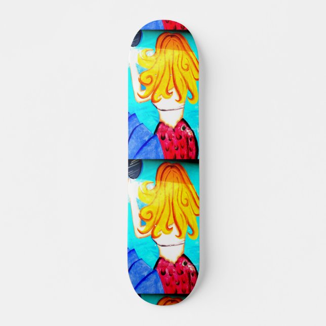 blonde mermaid skateboard deck (Front)