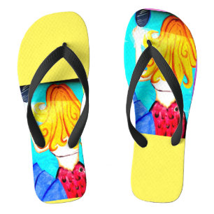 blonde mermaids yellow flip flops