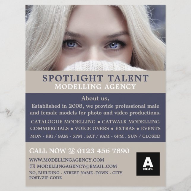Blonde Model, Modelling Agency, Model Agent Flyer (Front)
