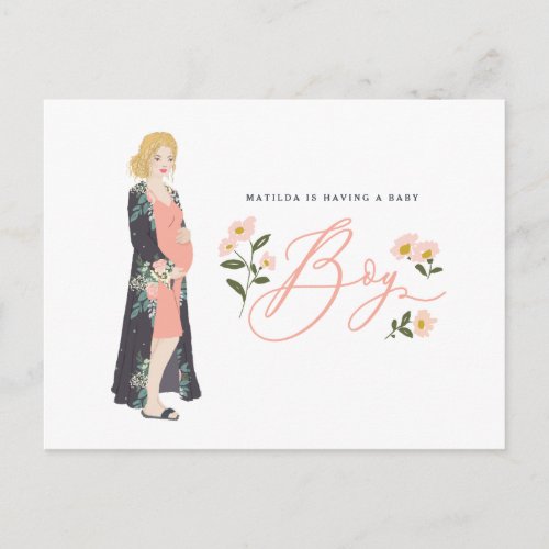 Blonde mom to be of a boy baby shower invite