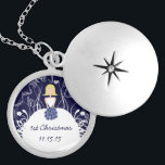 Blonde Navy Musical Wedding 1st Christmas Necklace<br><div class="desc">Keepsake Necklaces Choose either Silver Plated Gold Finish or Sterling Silver Unique Personalized Custom 1st Christmas Gift Wedding Keepsake Wedding Party Necklaces - to change background color - click customize - click edit - choose last tool in drop down menu and choose from one of the colors shown or enter...</div>