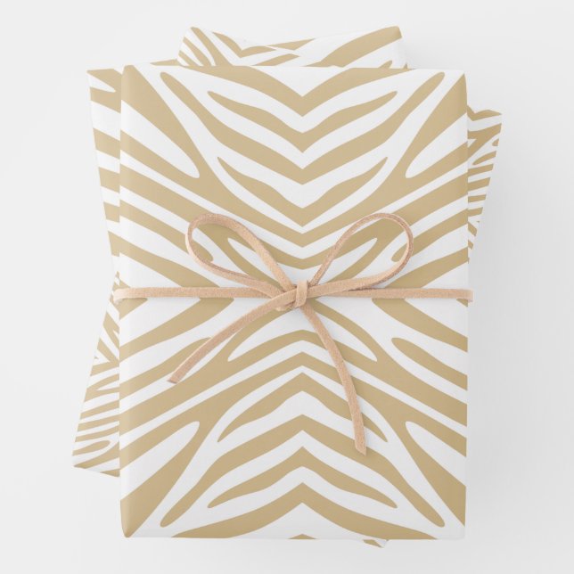 Blonde Neutral Zebra Wrapping Paper Sheets (In situ)